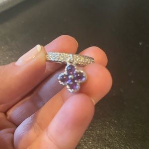 Rare Judith Ripka Flower Dangle Ring - Sz 8